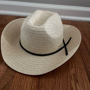 Stylish Cream Straw Hat with Black Band